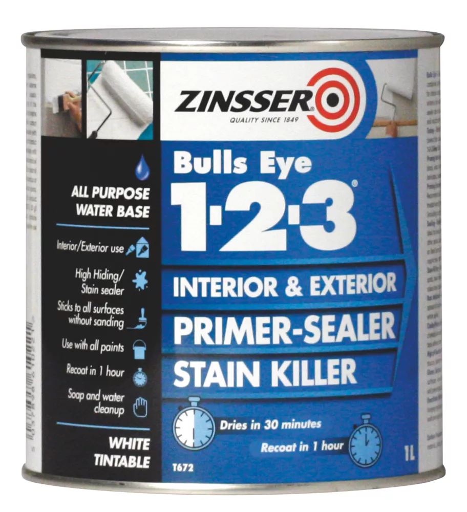 Zinsser Bulls Eye 1-2-3 Primer-Sealer 1Ltr 3 Zinsser Bulls Eye 1-2-3 Primer-Sealer 1Ltr