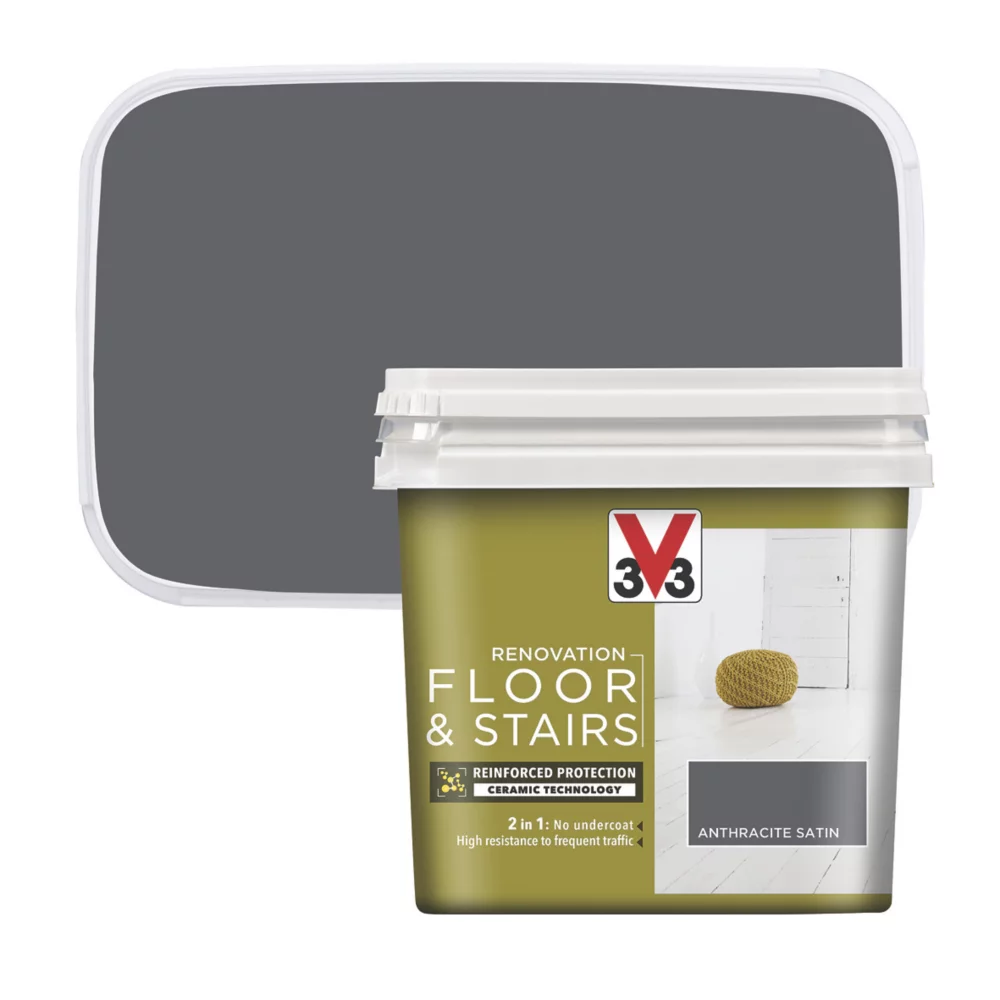 V33 Satin Anthracite Grey Acrylic Floor & Stair Paint 750ml 4 V33 Satin Anthracite Grey Acrylic Floor & Stair Paint 750ml - Image 2