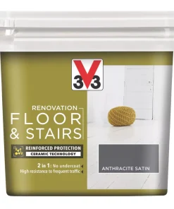V33 Satin Anthracite Grey Acrylic Floor & Stair Paint 750ml