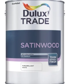 Dulux Trade Satin Pure Brilliant White Trim Paint 1Ltr