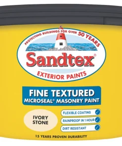 Sandtex Fine Textured Masonry Paint Ivory Stone 10Ltr