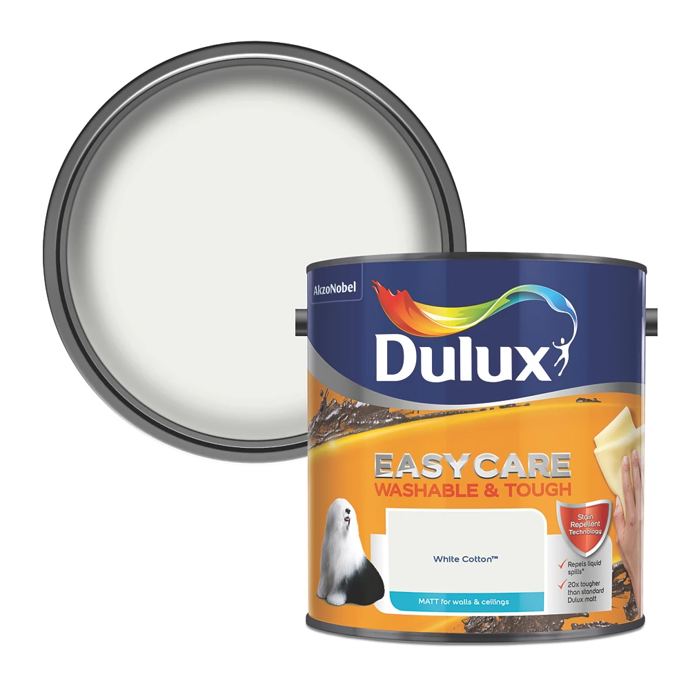 Dulux EasyCare Matt White Cotton Emulsion Paint 2.5Ltr 4 Dulux EasyCare Matt White Cotton Emulsion Paint 2.5Ltr - Image 2