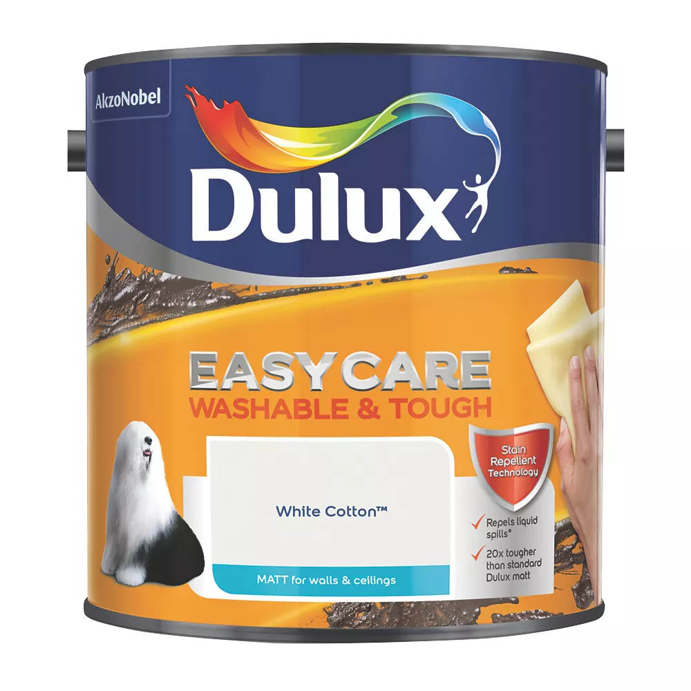 Dulux EasyCare Matt White Cotton Emulsion Paint 2.5Ltr 3 Dulux EasyCare Matt White Cotton Emulsion Paint 2.5Ltr