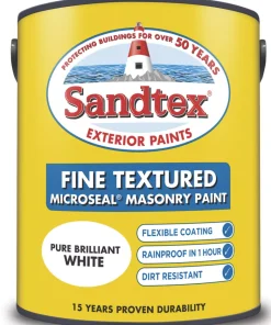 Sandtex Fine Textured Masonry Paint Pure Brilliant White 5Ltr