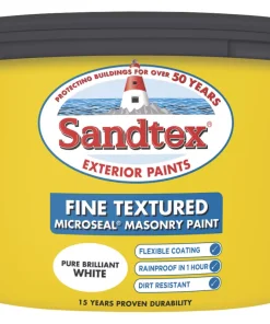 Sandtex Fine Textured Masonry Paint Pure Brilliant White 10Ltr