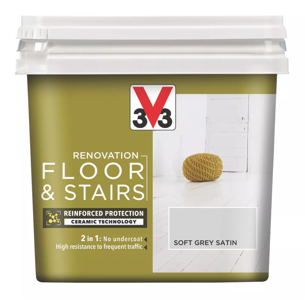 V33 Satin Loft Grey Acrylic Floor & Stair Paint 750ml