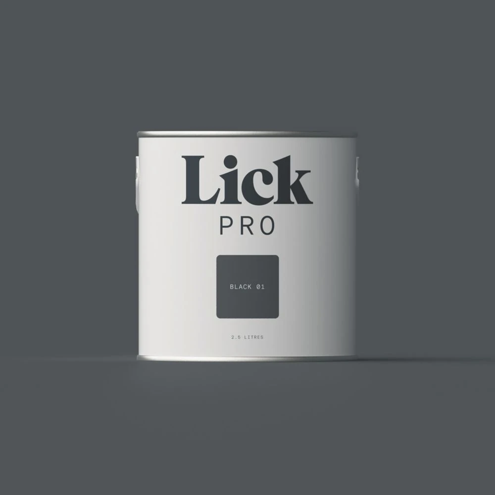LickPro Eggshell Black 01 Emulsion Paint 2.5Ltr