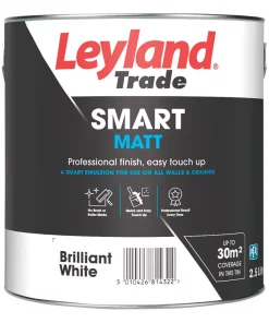 Leyland Trade Smart Matt Brilliant White Emulsion Paint 2.5Ltr