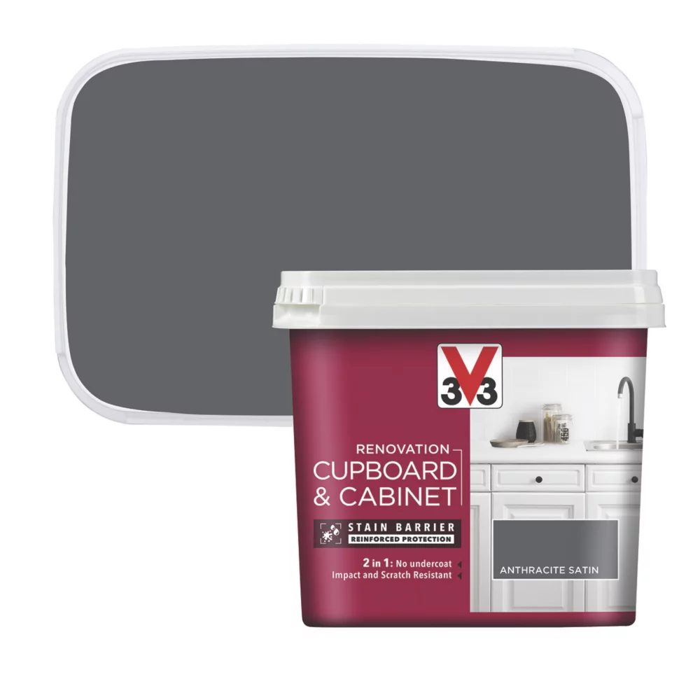 V33 Satin Anthracite Grey Trim Cabinet Paint 750ml 4 V33 Satin Anthracite Grey Trim Cabinet Paint 750ml - Image 2