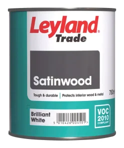 Leyland Trade Satin Brilliant White Trim Paint 750ml