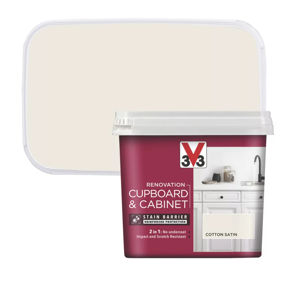 V33 Satin Cotton Off-White Trim Cabinet Paint 750ml 4 V33 Satin Cotton Off-White Trim Cabinet Paint 750ml - Image 2