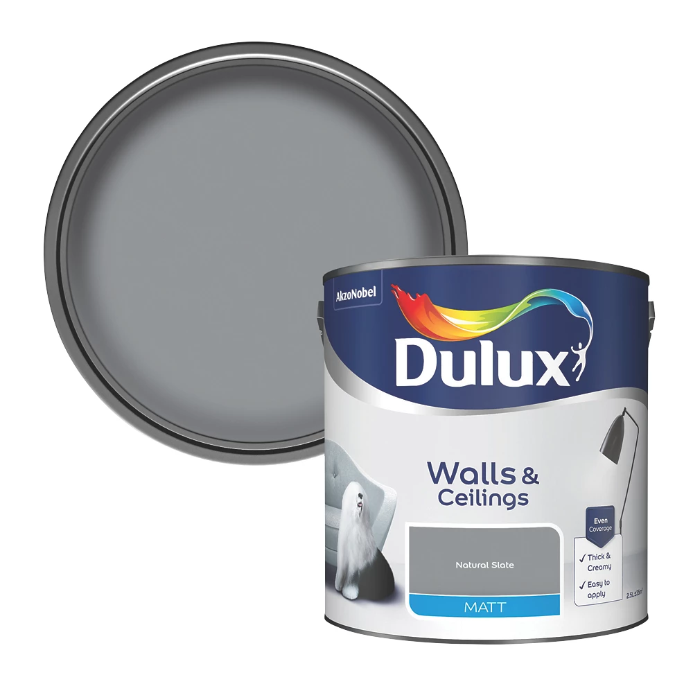 Dulux Matt Natural Slate Emulsion Paint 2.5Ltr - Image 2
