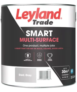 Leyland Trade Smart Eggshell Dark Grey Emulsion Multi-Surface Paint 2.5Ltr