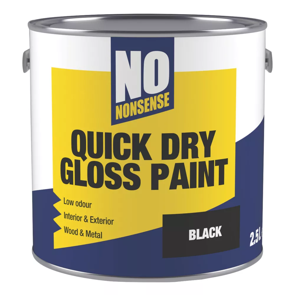 No Nonsense Gloss Black Acrylic Water-Based Paint 2.5Ltr