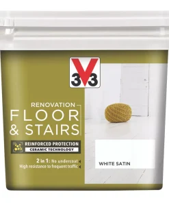V33 Satin White Acrylic Floor & Stair Paint 750ml
