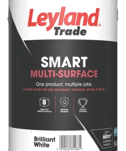 Leyland Trade Smart Eggshell Brilliant White Emulsion Smart Multi-Surface Paint 5Ltr