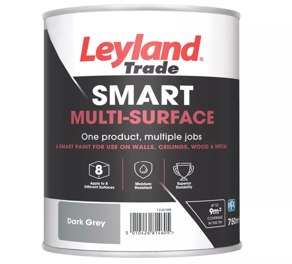 Leyland Trade Smart Eggshell Dark Grey Emulsion Multi-Surface Paint 750ml