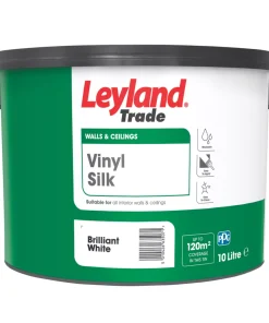 Leyland Trade Vinyl Silk Brilliant White Emulsion Paint 10Ltr