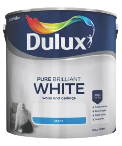 Dulux Matt Pure Brilliant White Emulsion Paint 2.5Ltr