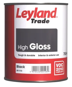 Leyland Trade High Gloss Black Trim Paint 750ml